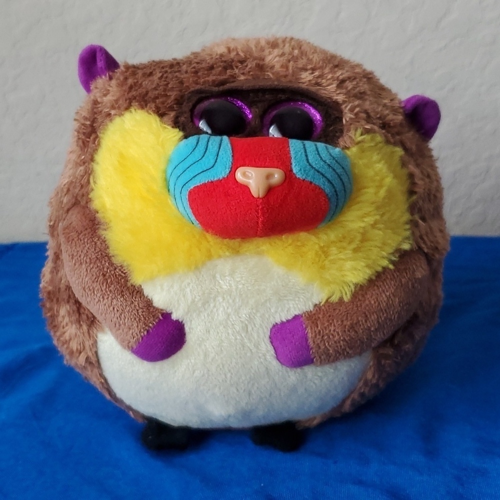 TY Beanie Ballz Charlie Baboon Monkey Plush Round Ball Stuffed Animal Toy